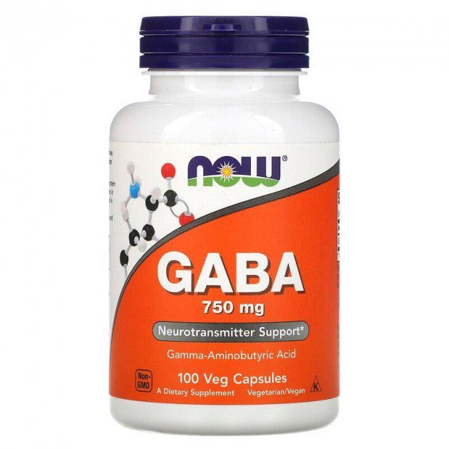 Амінокислоти Now Foods GABA 750 мг 100 рослинних капсул (NOW-00089)