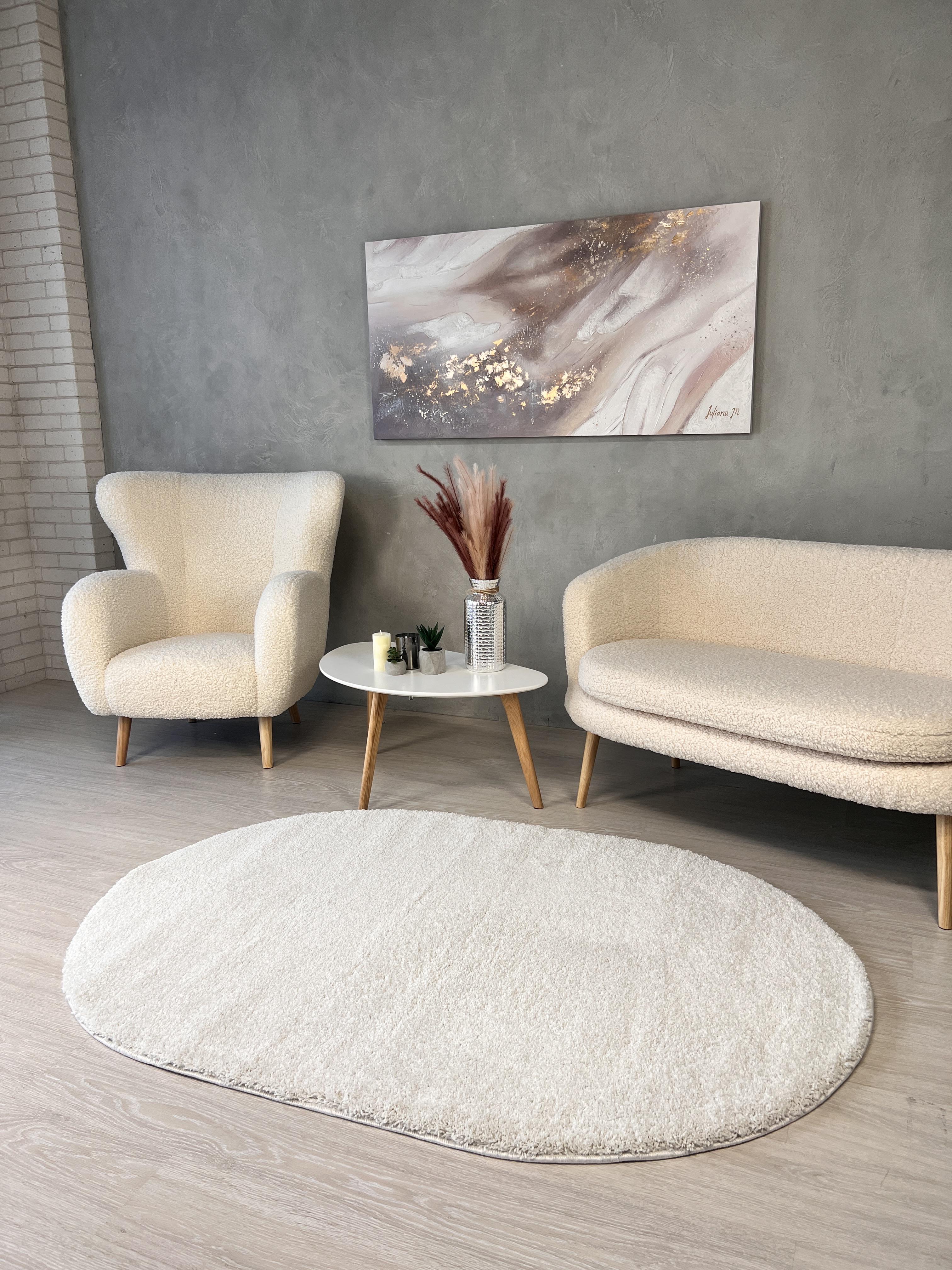 Пушистый ковер Super Softness шегги овал 80x150 см Кремовый/Белый (2144/F401RО8) - фото 3