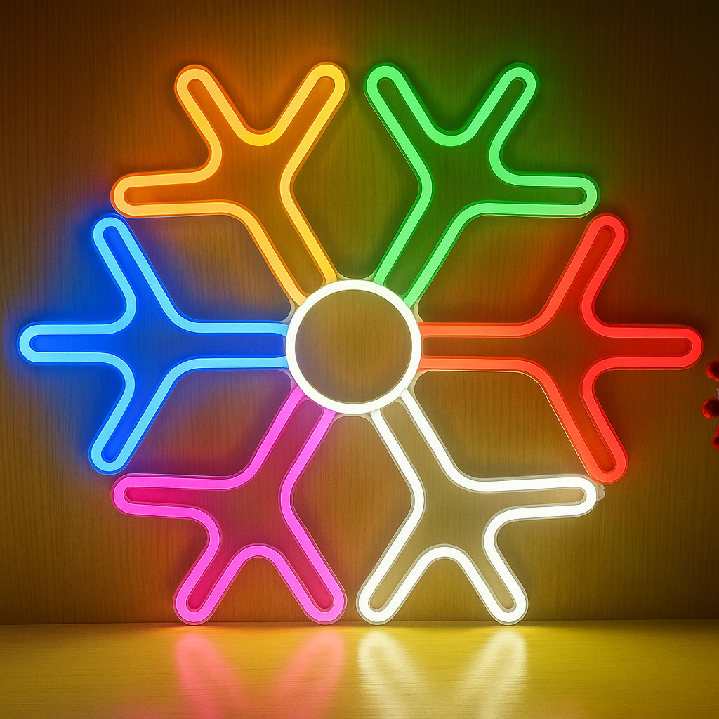 Фигура новогодняя неоновая Снежинка LED контур 58 см 220 В