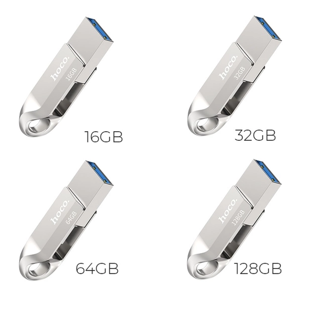 Флешка високошвидкісна USB 3,0 Type-C HOCO UD8 64GB з підтримкою OTG 2в1 Silver (10482235) - фото 4