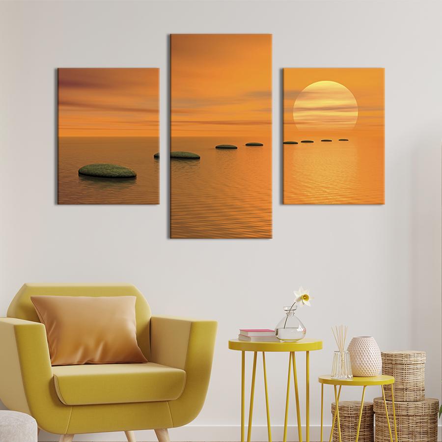 Картина для интерьера Плоские камни в море 96x60 см (415-32)