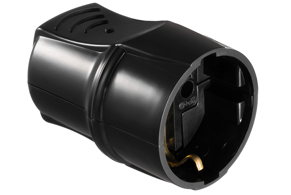 Розетка штепсельная прямая с заземляющим контактом MARSHEL R16-123 Black