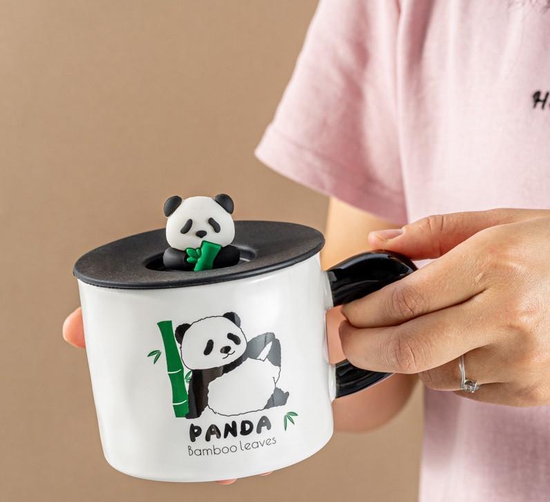 Кружка заварювальна з кришкою Panda керамічна 390 мл (14932) - фото 2