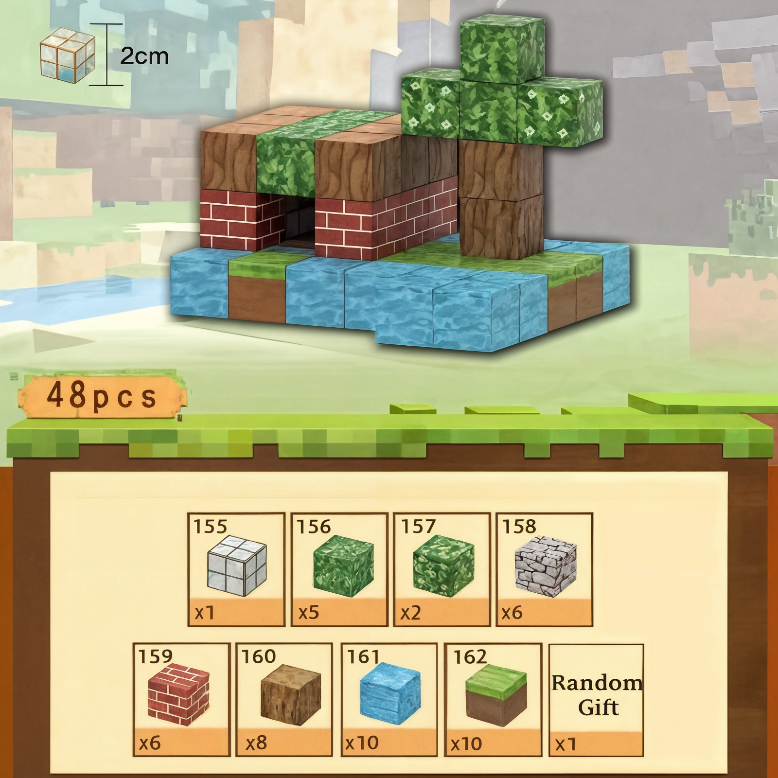 Конструктор магнитный майнкрафт Magnetic Cube джунгли амазонки 48 дет. (10368) - фото 2 Конструктор магнитный майнкрафт Magnetic Cube джунгли амазонки 48 дет. (10368) - фото 2