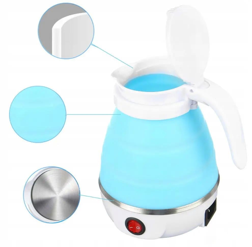 Електрочайник Travel Electric Kettle YS-2008 силіконовий складний дисковий 0,6 л 600W 220V Синій (2722) - фото 3