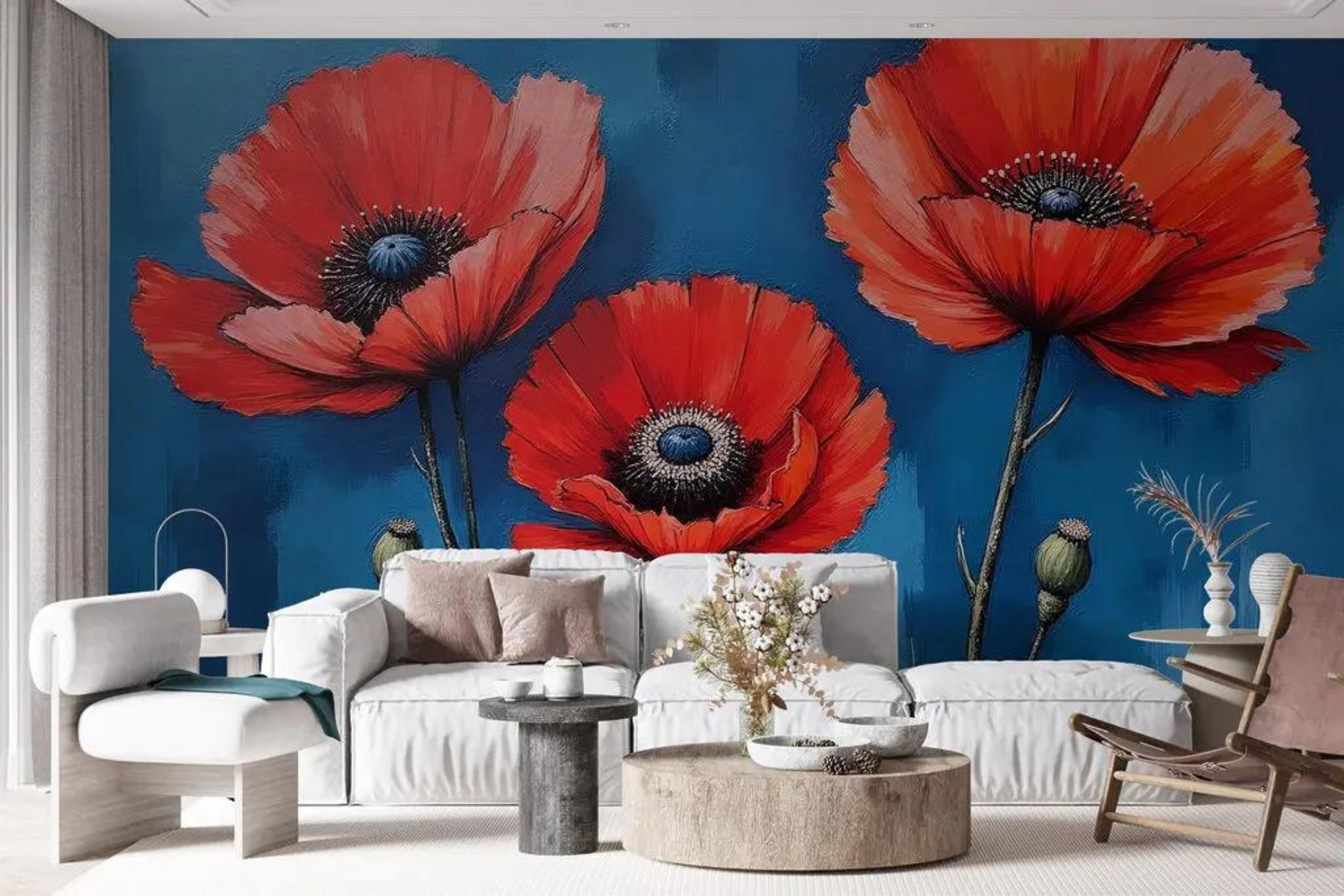 Фотообои Маки Красный (000222)