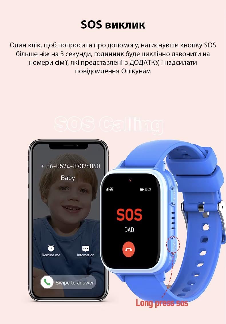 Смарт-годинник дитячий для дівчинки KT33 з AMOLED екраном GPS/прослуховування/пульсометром 900 мАг Рожевий (27735400) - фото 11 Смарт-годинник дитячий для дівчинки KT33 з AMOLED екраном GPS/прослуховування/пульсометром 900 мАг Рожевий (27735400) - фото 11
