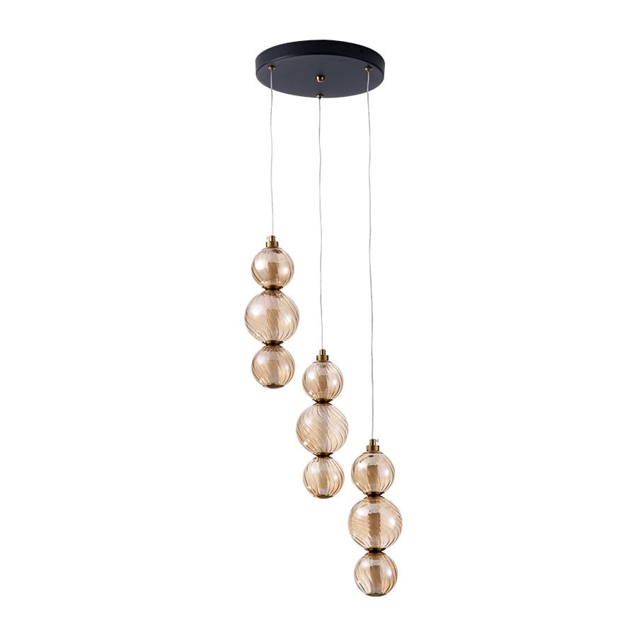 Светильник подвесной светодиодный Levistella 788P68133A-3 BK/AB/AM плафон янтарный Черный
