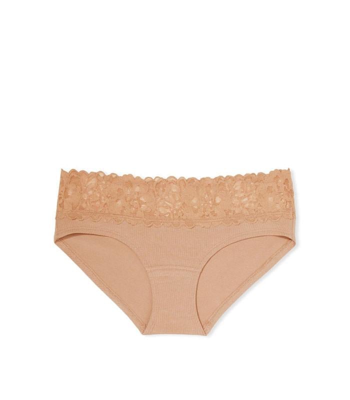 Трусики хлопковые Victoria's Secret The Lacie High Leg Hiphugger Panty L Бежевый (265347768)