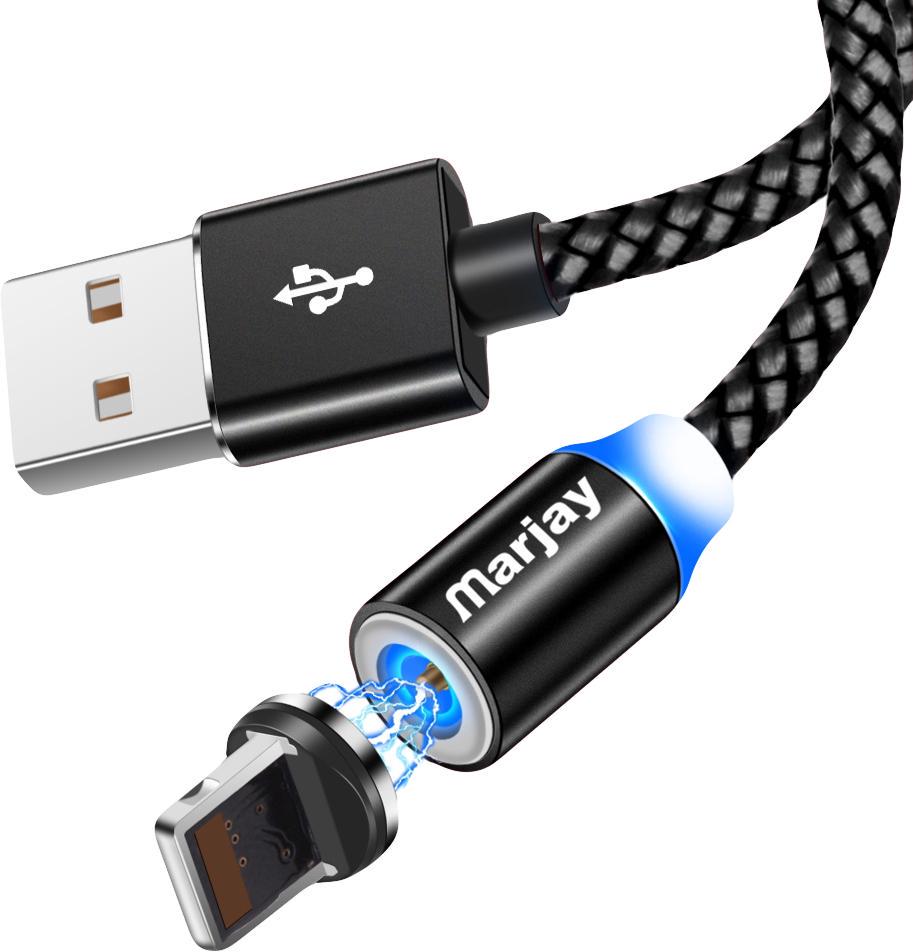 Кабель магнітний Marjay USB та магнітний перехідник Lightning 2 м Black (10714)