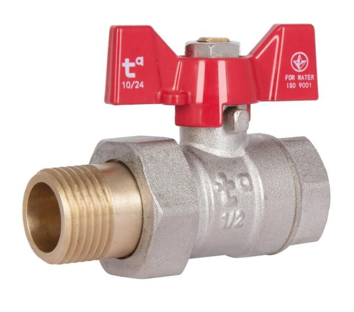 Кран шаровой с американкой Thermo Alliance Standart 1/2" ВН прямой PN40 бабочка (SD220W15)