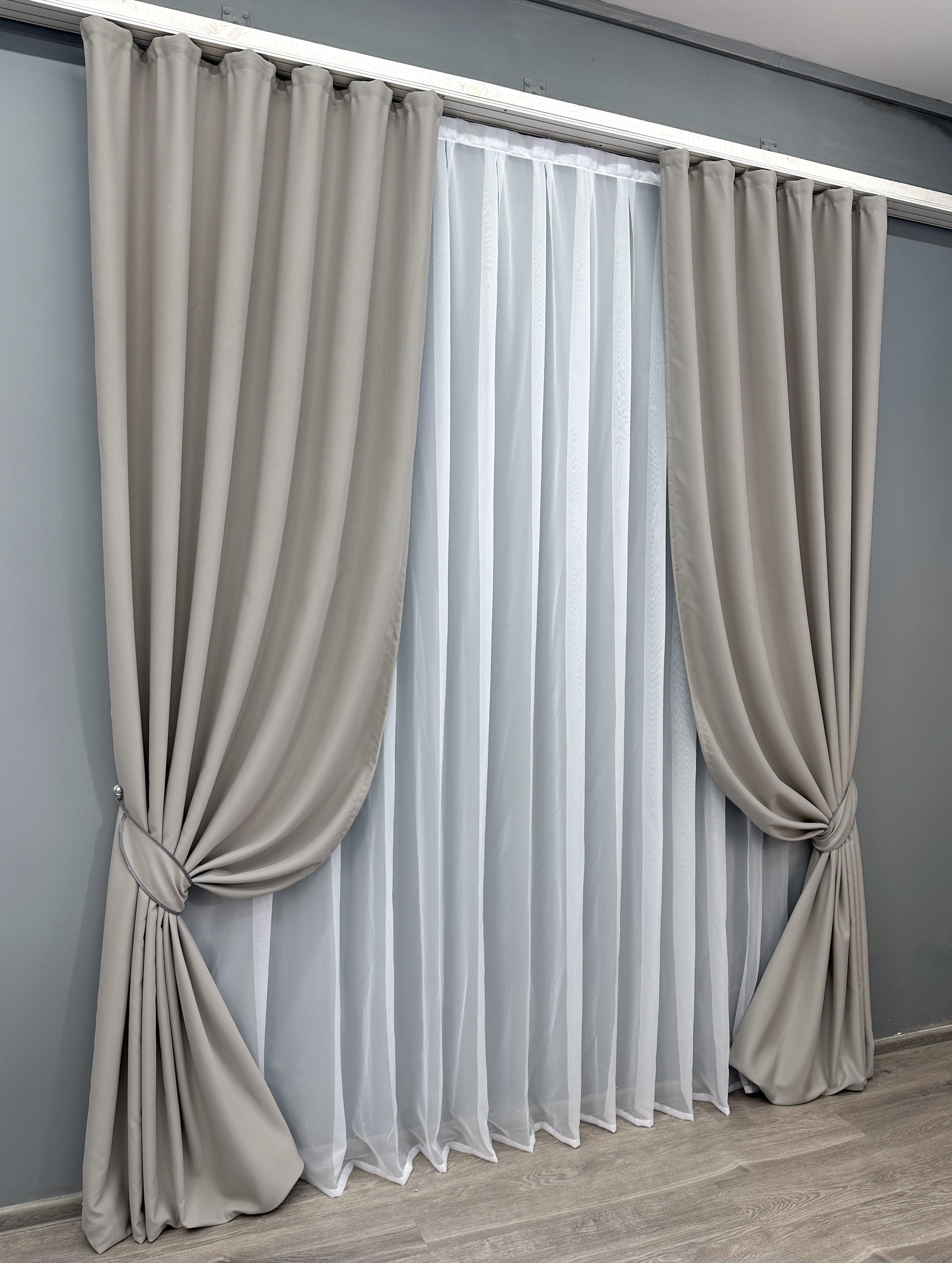 Комплект готових штор VR-Textil Блекаут Midnight №1672ш 150х290 см 2 шт. Сіро-бежевий (33-0612) - фото 2