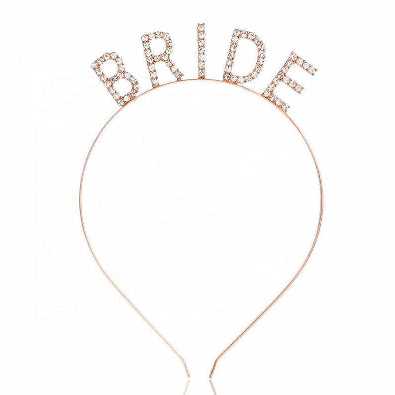 Обруч для нареченої на дівич-вечір зі стразами Bride Золотий (38)