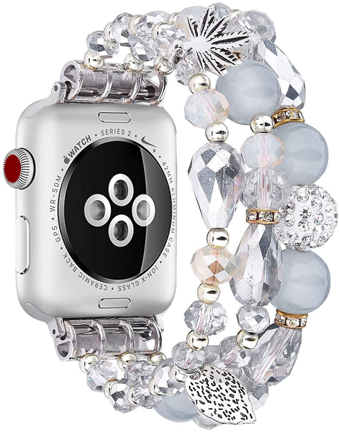 Ремешок для Apple Watch Грация из бусин 38-40 мм Серебристо-серый