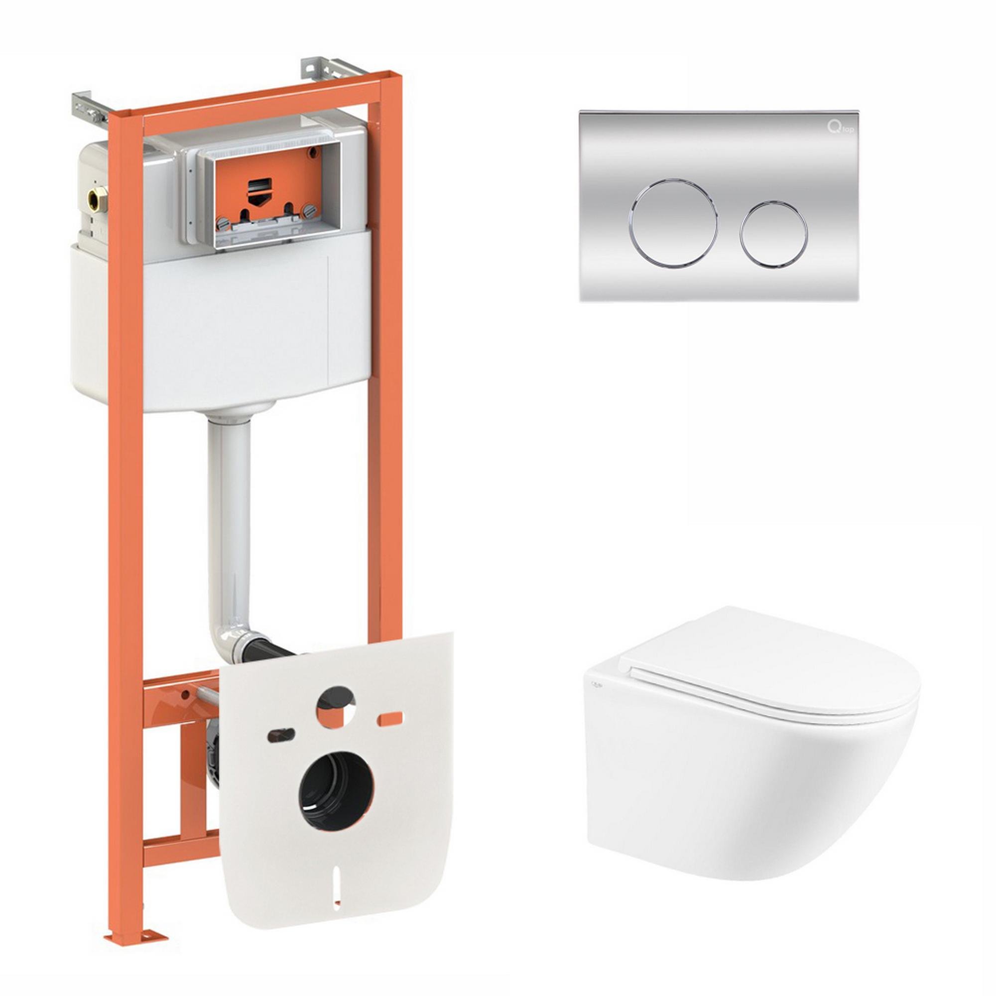 Комплект инсталляции Q-tap Nest/Robin QT044RO36911 с унитазом кнопка Хром (171072)