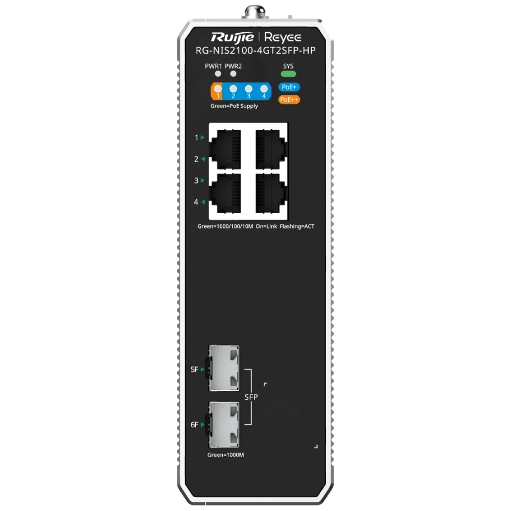 Комутатор 6 портів керований Ruijie Reyee RG-NIS2100-4GT2SFP-HP PoE++ (2863456253)