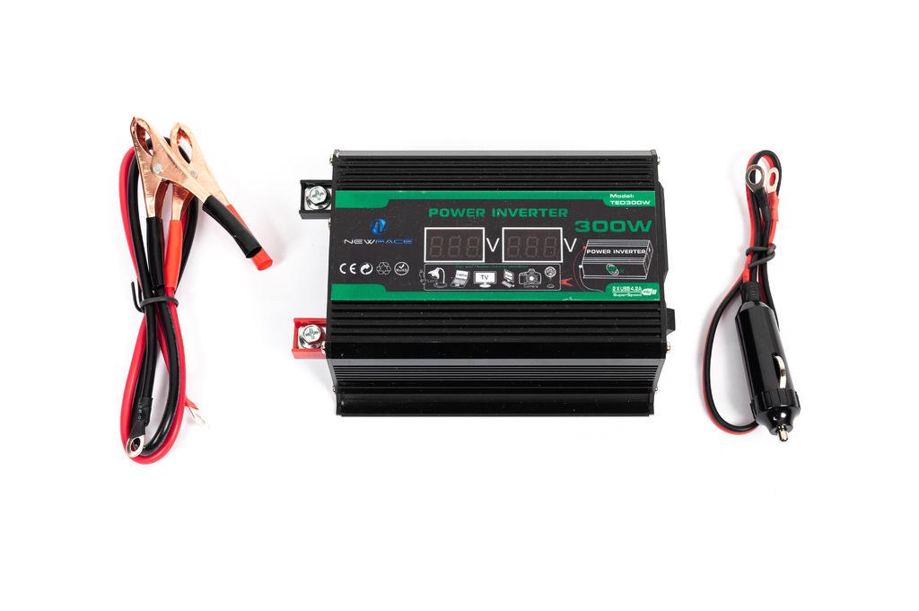 Автомобильный инвертор TED300W 220V/USB/300W abs-пластик Черный (113492)