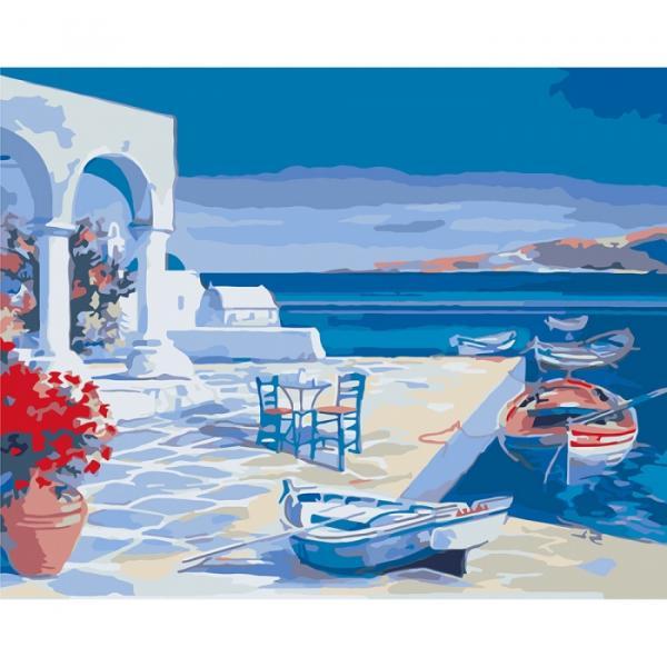 Картина по номерам Идейка Лазурь Санторини 40х50 см в термопакете (КНО2140-mt)