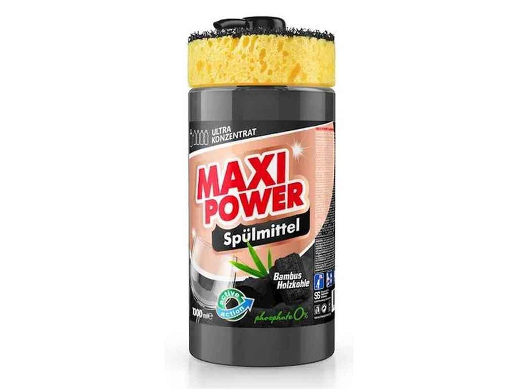 Засіб для миття посуду Maxi Power 1 л дозатор/губка Чорне вугілля (844976)