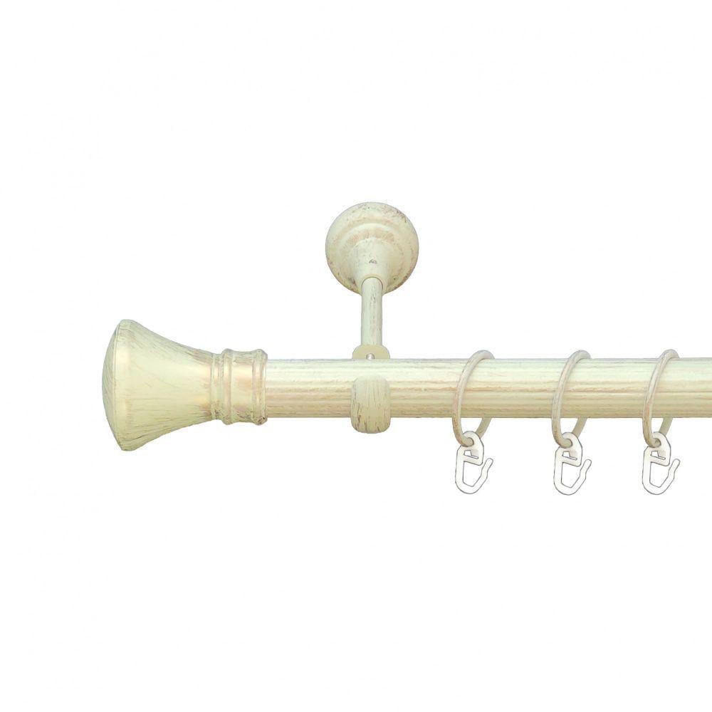 Карниз металлический Orvit Люксор однорядный открытый/рифленая труба/кольцо металлическое Белое Золото 25 мм 300 см (6951157)