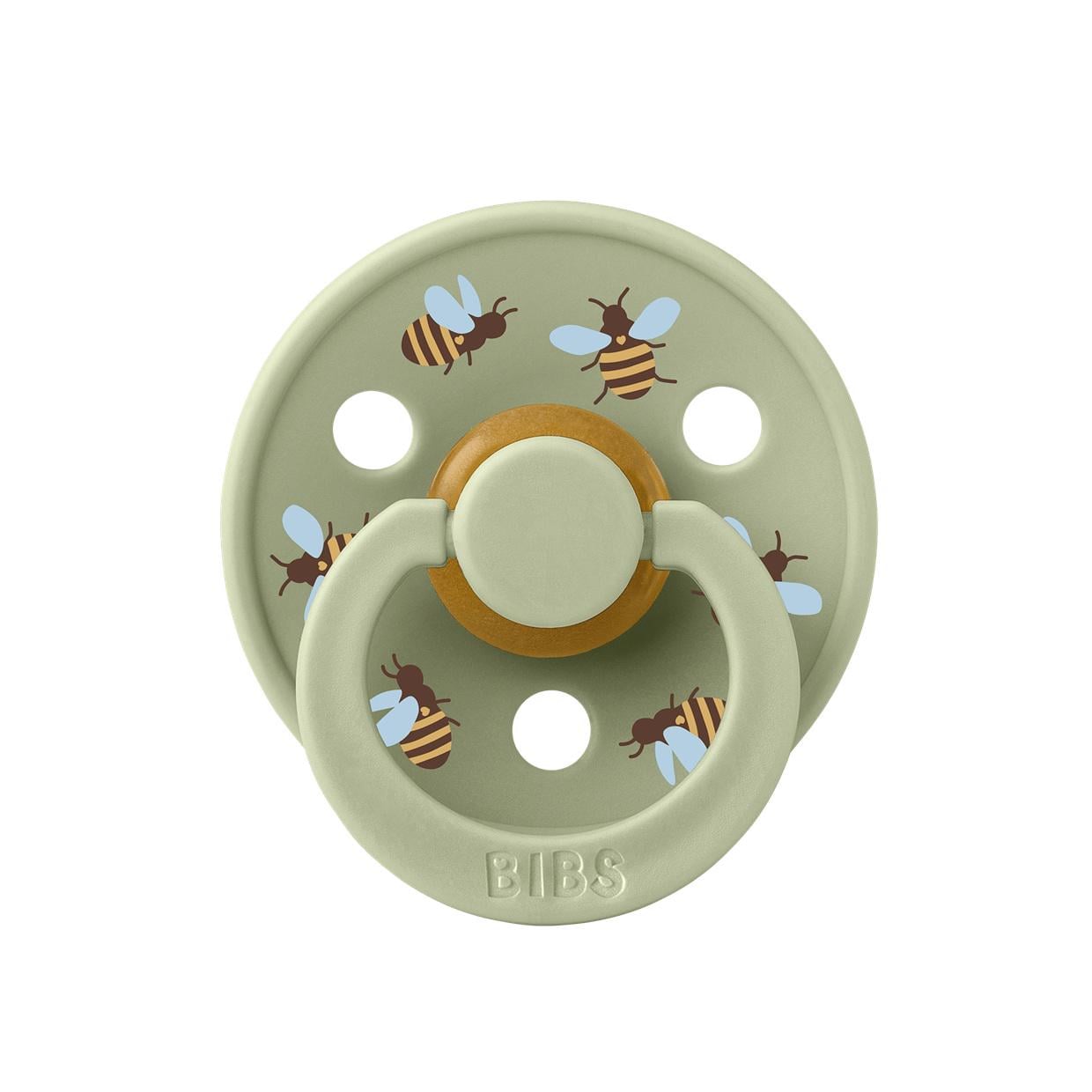 Пустушка Bibs Studio Colour 6-18 міс 2 розмір Latex Round кругла Bumblebee Friends Petal (325)