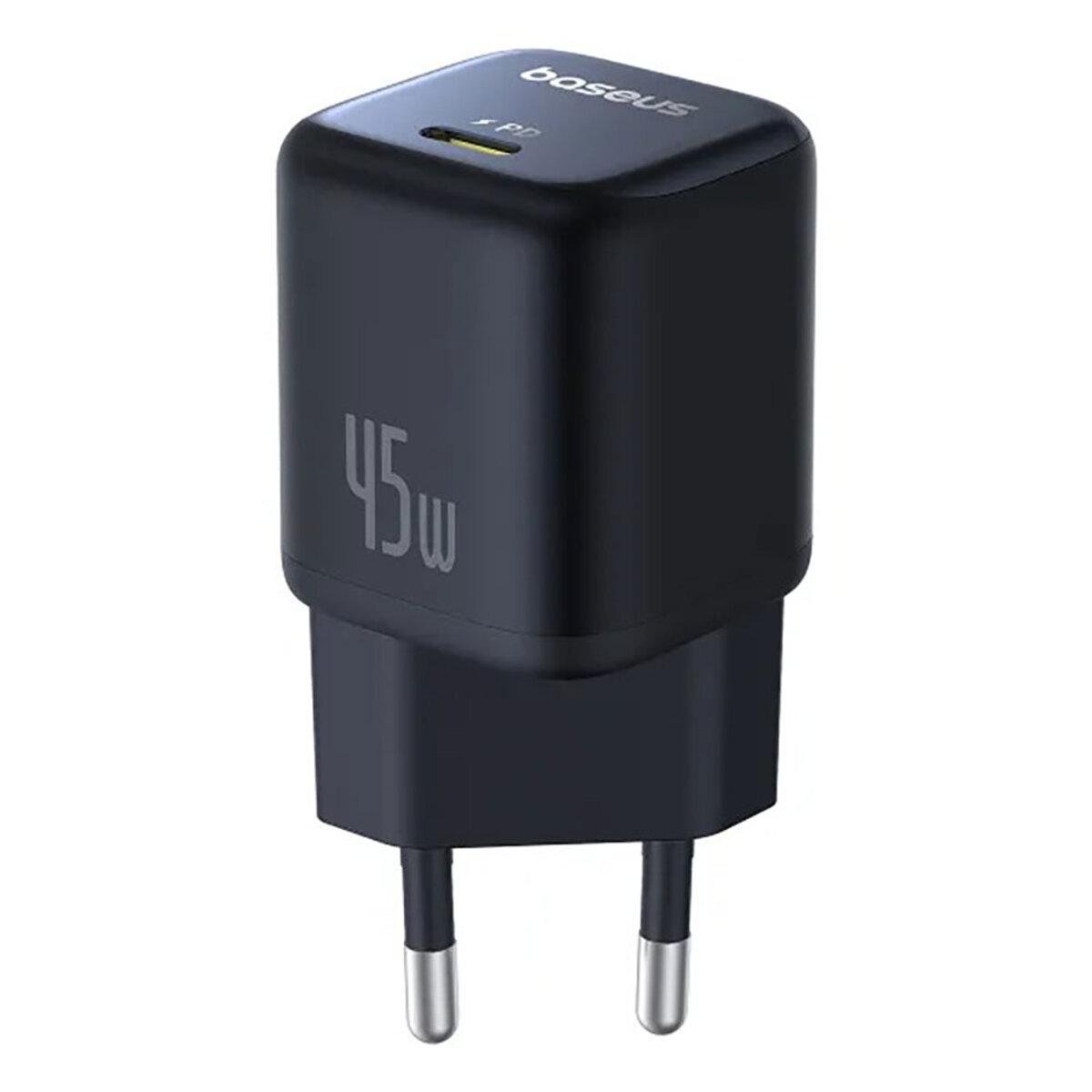 Зарядний пристрій BASEUS PicoGo GaN Fast Charger 1xType-C 45W EU 3A Black (P10176800123-00)