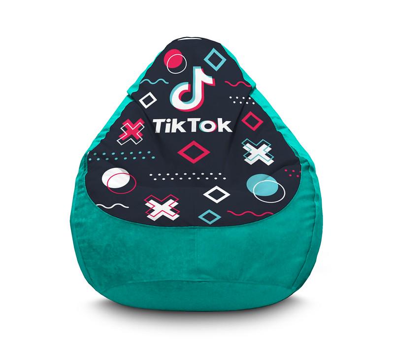 Кресло мешок iPuff Tik Tok Abstract figures Light blue Флок XL 80x110 см Бирюзовый