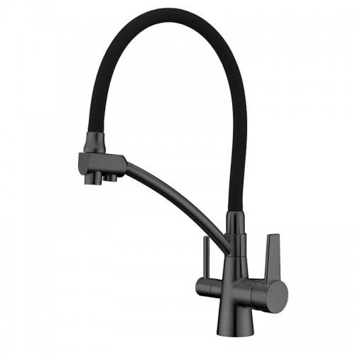 Смеситель для кухни KOER KB-72003-07 с выходом для питьевой воды Графитовый/Черный (KR3377)