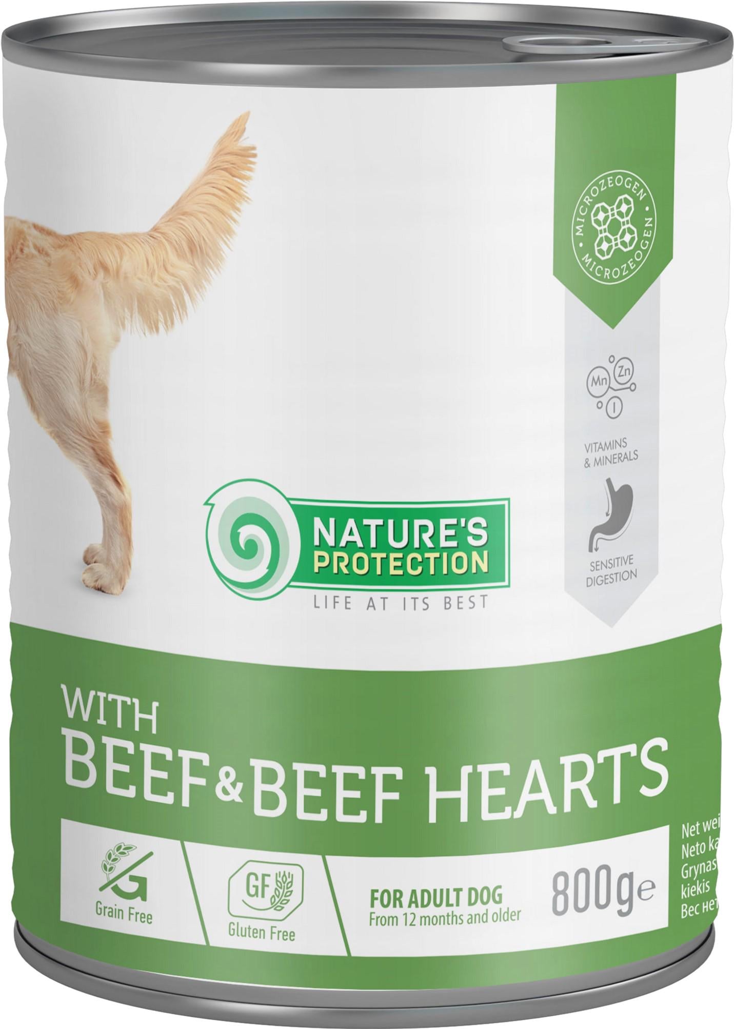 Корм влажный для взрослыx собак Nature's Protection с говядиной и говяжьим сердцем 800 г (4771317456038)