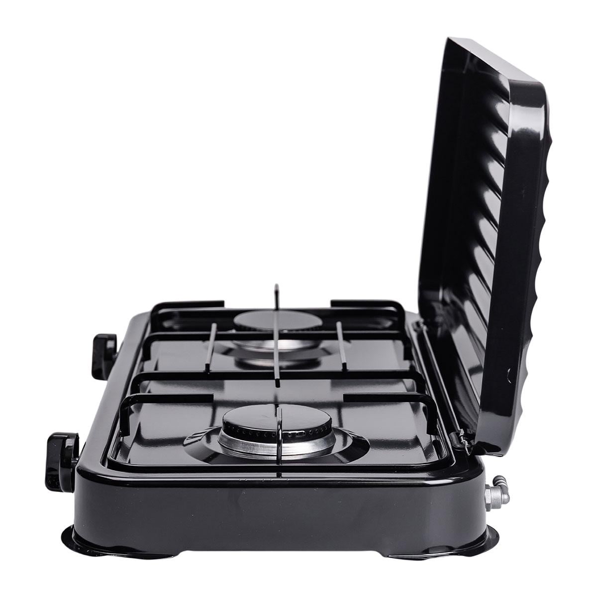 Настольная газовая плита на 2 конфорки 4.4 кВт мини газовая плита для баллонного газа Черная Sokany Настольная газовая плита на 2 конфорки 4.4 кВт мини газовая плита для баллонного газа Черная Sokany