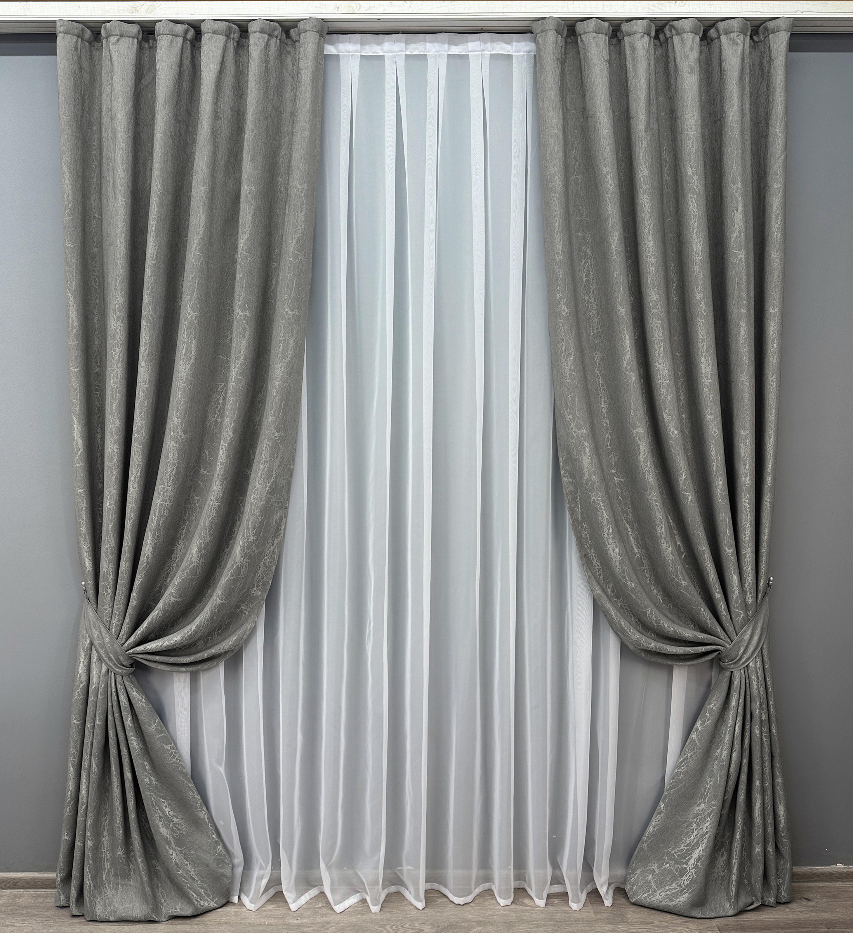 Комплект штор VR-Textil Жакард Viva Marmo № 1785ш 150х270 см 2 шт. Серый (33-0759)