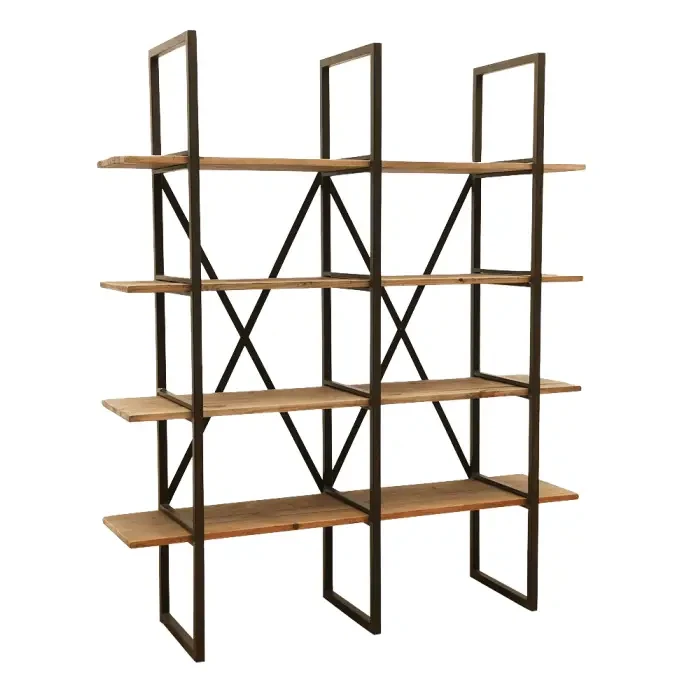 Стеллаж Loft NS-1669 с полками широкий для работы и кабинет Черный (3075774138)