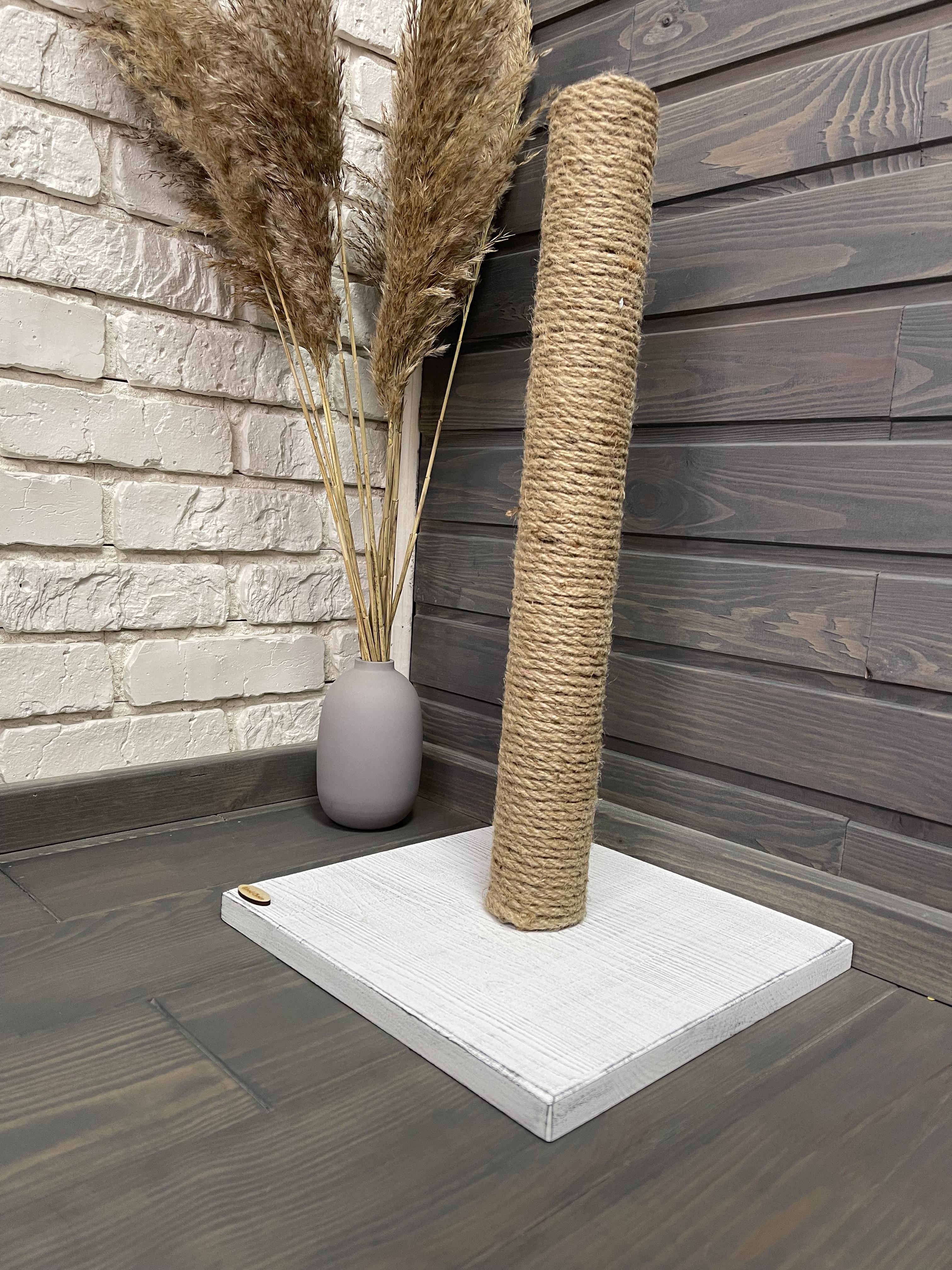 Когтеточка для кошек деревянная 30х30х55 Бело-серый (110) - фото 2