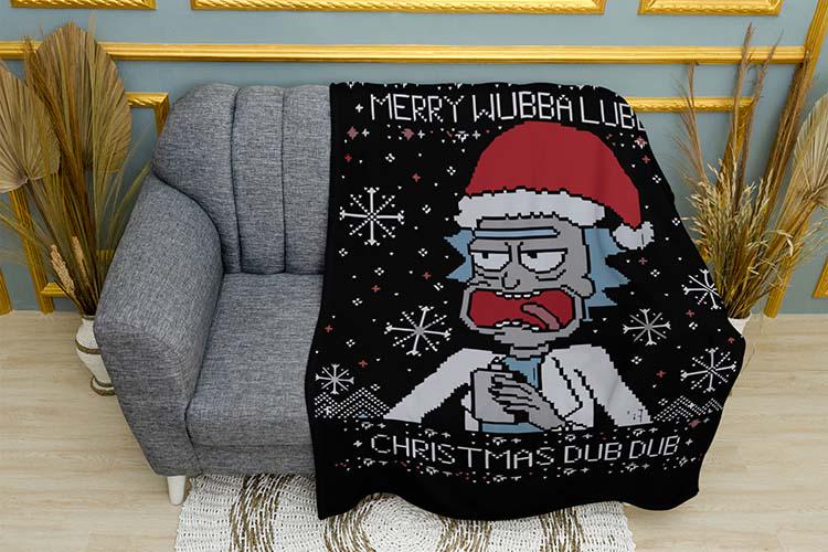 Плед плюшевый Scientific Rick New Year's Adventure Rick and Morty однослойный 150х210 см (114505-1)