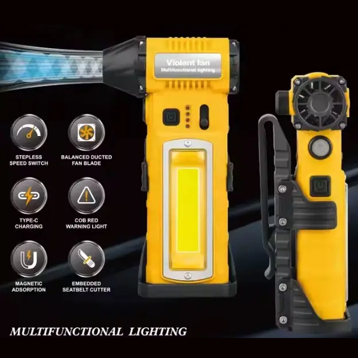 Турбовентилятор Violent Fan F020 8000 mAh Yellow/Black (110619) - фото 3