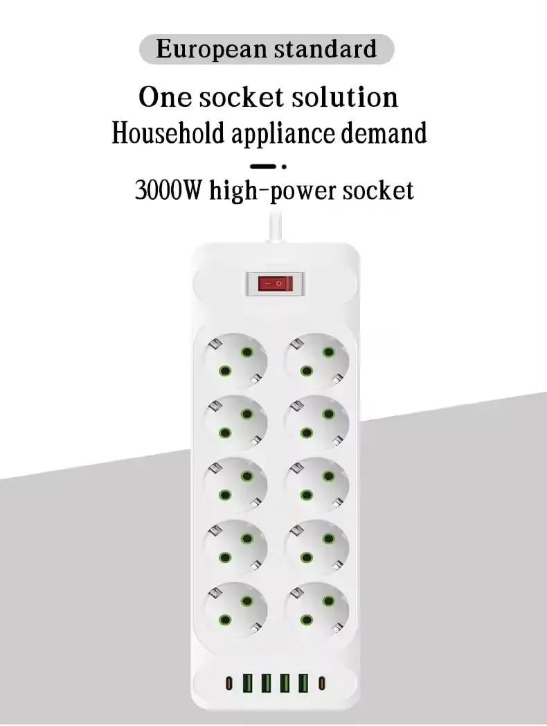 Фильтр сетевой F35U на 10 розеток/2 Tupe-C/4 USB Белый - фото 3