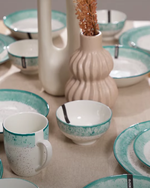 Столовий сервіз Ardesto Siena 5 предметів 1 особа порцеляна Біло-блакитний - фото 6