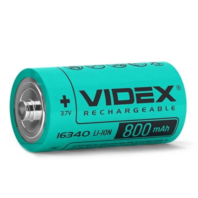 Акумулятор Videx літій-іонний 16340 без захисту 800 mAh bulk/1 шт. (3451) Акумулятор Videx літій-іонний 16340 без захисту 800 mAh bulk/1 шт. (3451)
