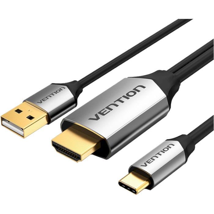 Кабель для передачи данных Vention USB-C-HDMI-USB-A v2.0 1,5 м Черный (604964)