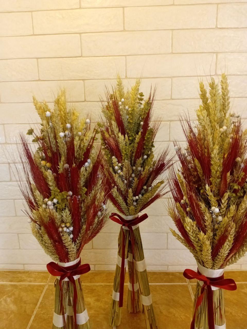 Дидух рождественский из колосков пшеницы льна и овса 60-65 см с красно-белой лентой (2794429313) - фото 4 Дидух рождественский из колосков пшеницы льна и овса 60-65 см с красно-белой лентой (2794429313) - фото 4
