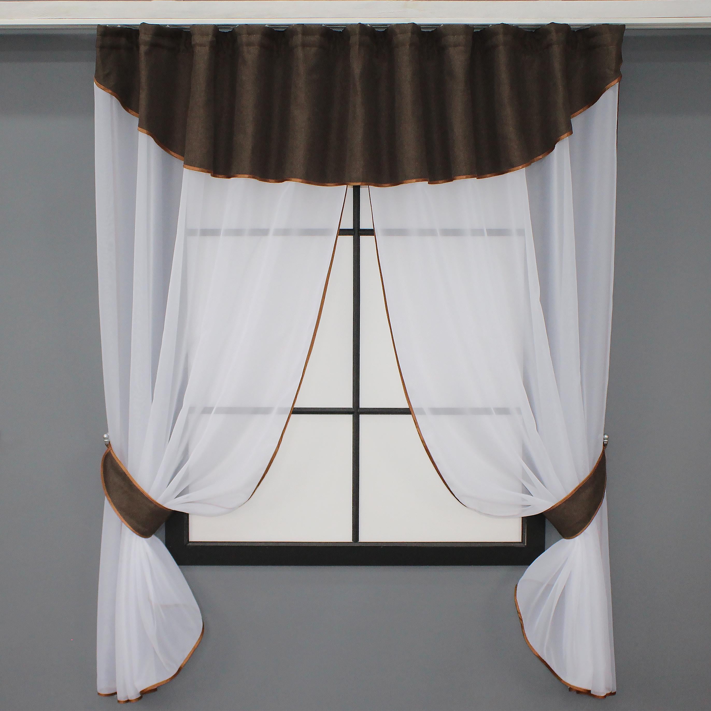 Шторки с ламбрекеном VR-Textil № 084к 270х170 см Белый/Венге (52-0821)