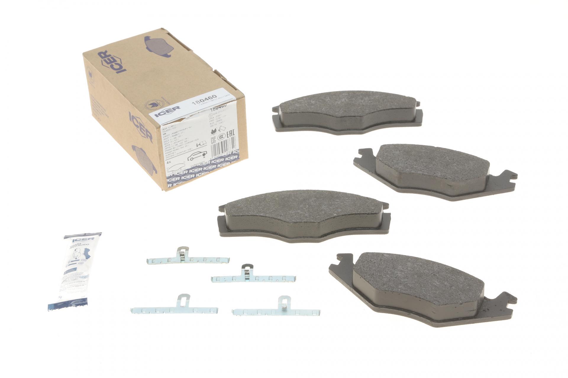 Колодки тормозные передние ICER 180460 Seat Cordoba/Ibiza/Toledo 93-02/VW Caddy/Passat B2-B4 79-92/Golf 74-99