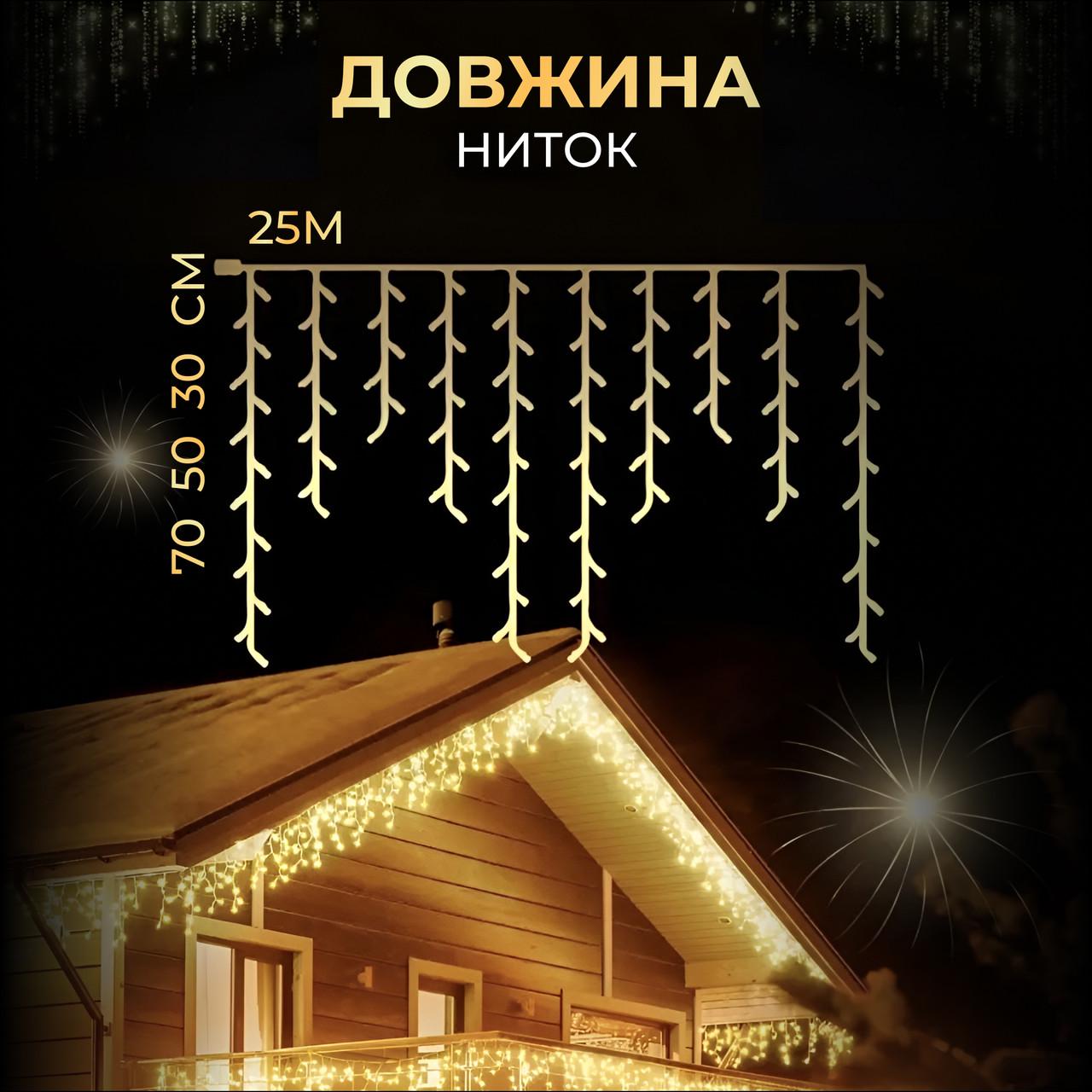 Гирлянда уличная Бахрома 5MBY 25 м 405 LED Теплый Белый (29912828) - фото 3 Гирлянда уличная Бахрома 5MBY 25 м 405 LED Теплый Белый (29912828) - фото 3
