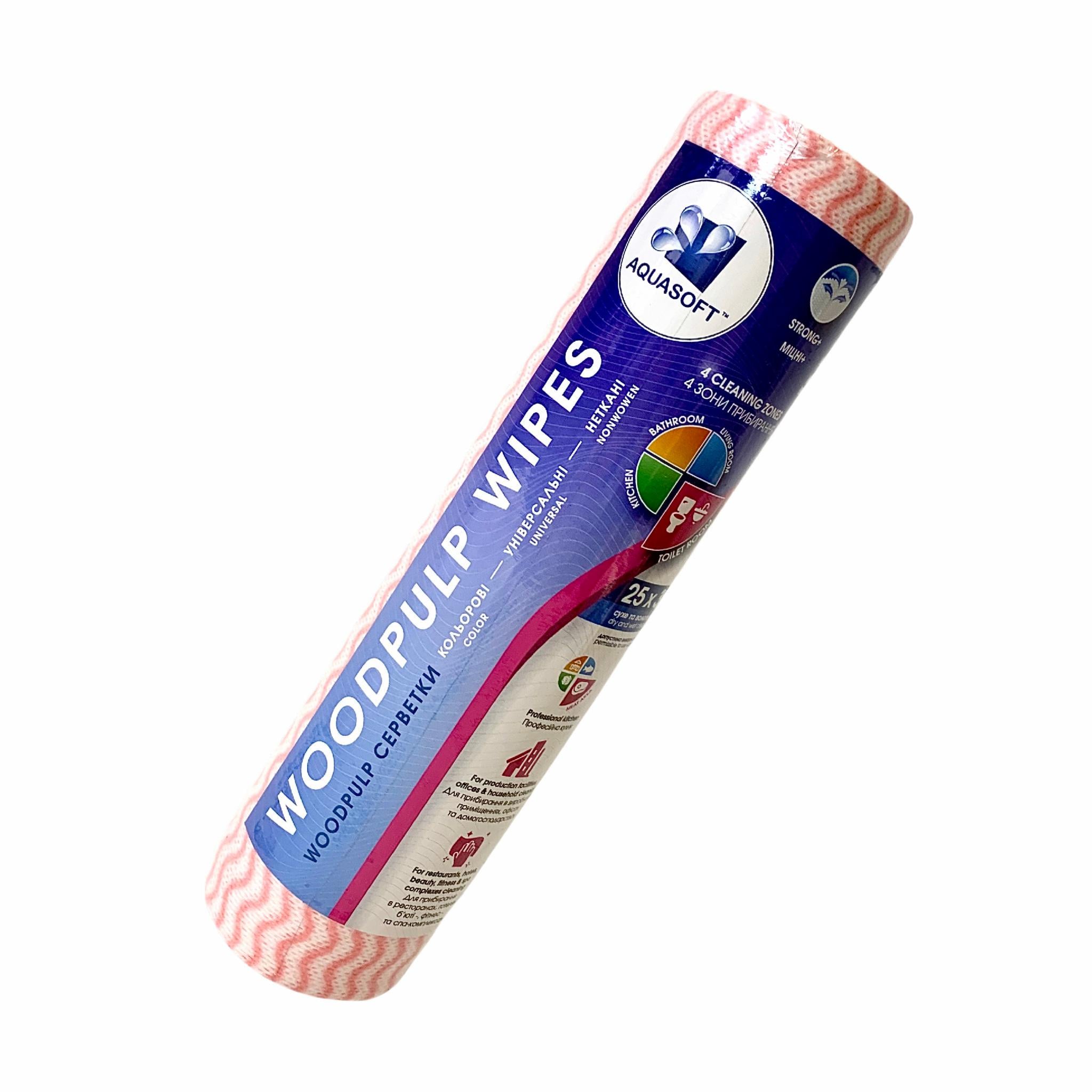 Салфетки Aquasoft Woodpulp с перфорацией 30 шт. в рулоне 25х30 см Розовая волна (91916) Салфетки Aquasoft Woodpulp с перфорацией 30 шт. в рулоне 25х30 см Розовая волна (91916)