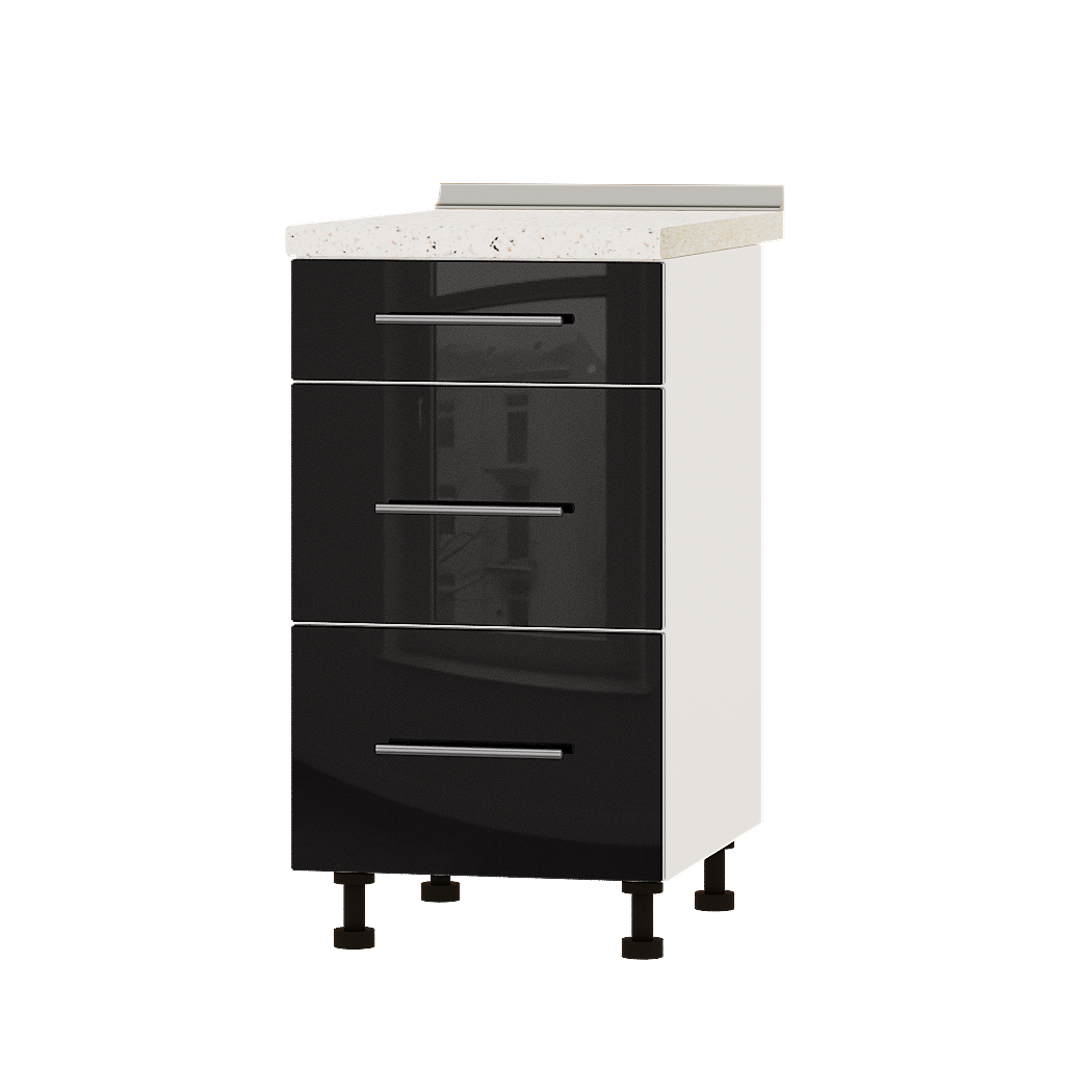 Шкаф нижний Эверест Акрил модуль Низ Н87-450 45х47х85 см Черный глянец/Белый (02165)