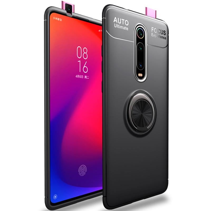 TPU чехол Deen ColorRing под магнитный держатель (opp) для Xiaomi Redmi K20/K20 Pro/Mi9T/Mi9T Pro Черный/Черный