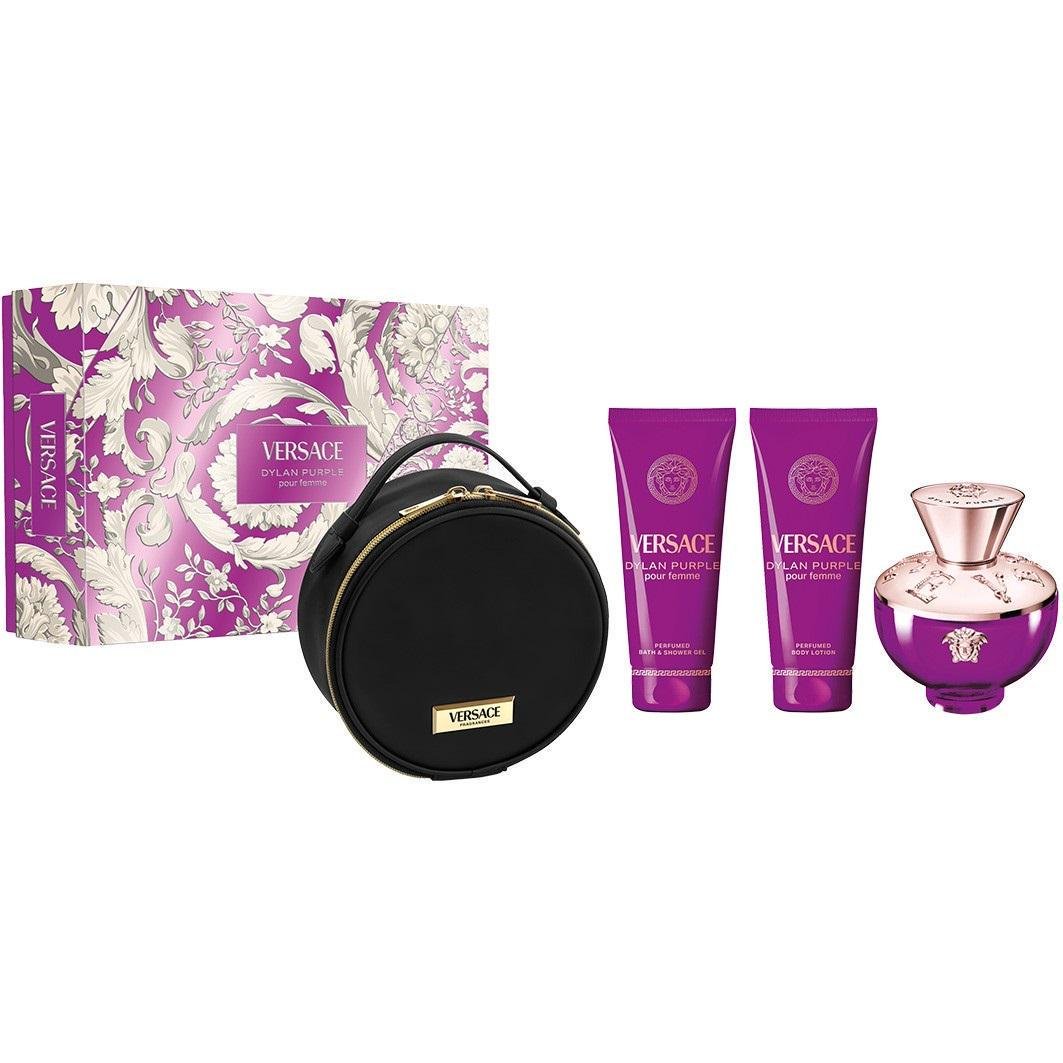 Подарунковий набір для жінок Versace Dylan Purple edp 100 мл та b/lot 100 мл з гелем для душу 100 мл та косметичкою (382870)