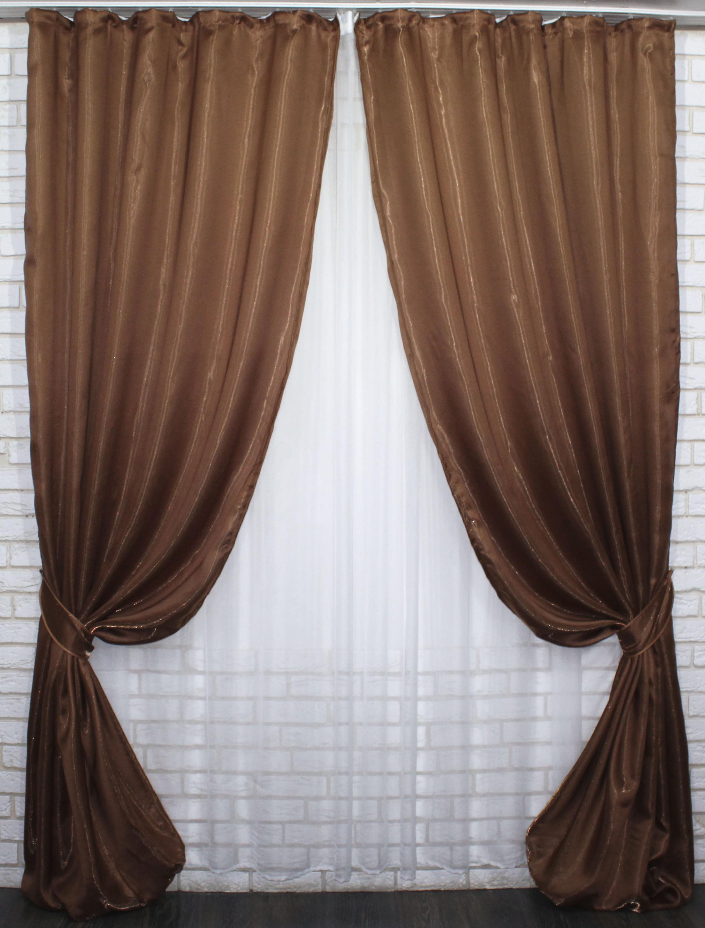 Комплект штор VR-Textil Атлас № 1045ш монорей 150х270 см 2 шт. Коричневый (30-847)