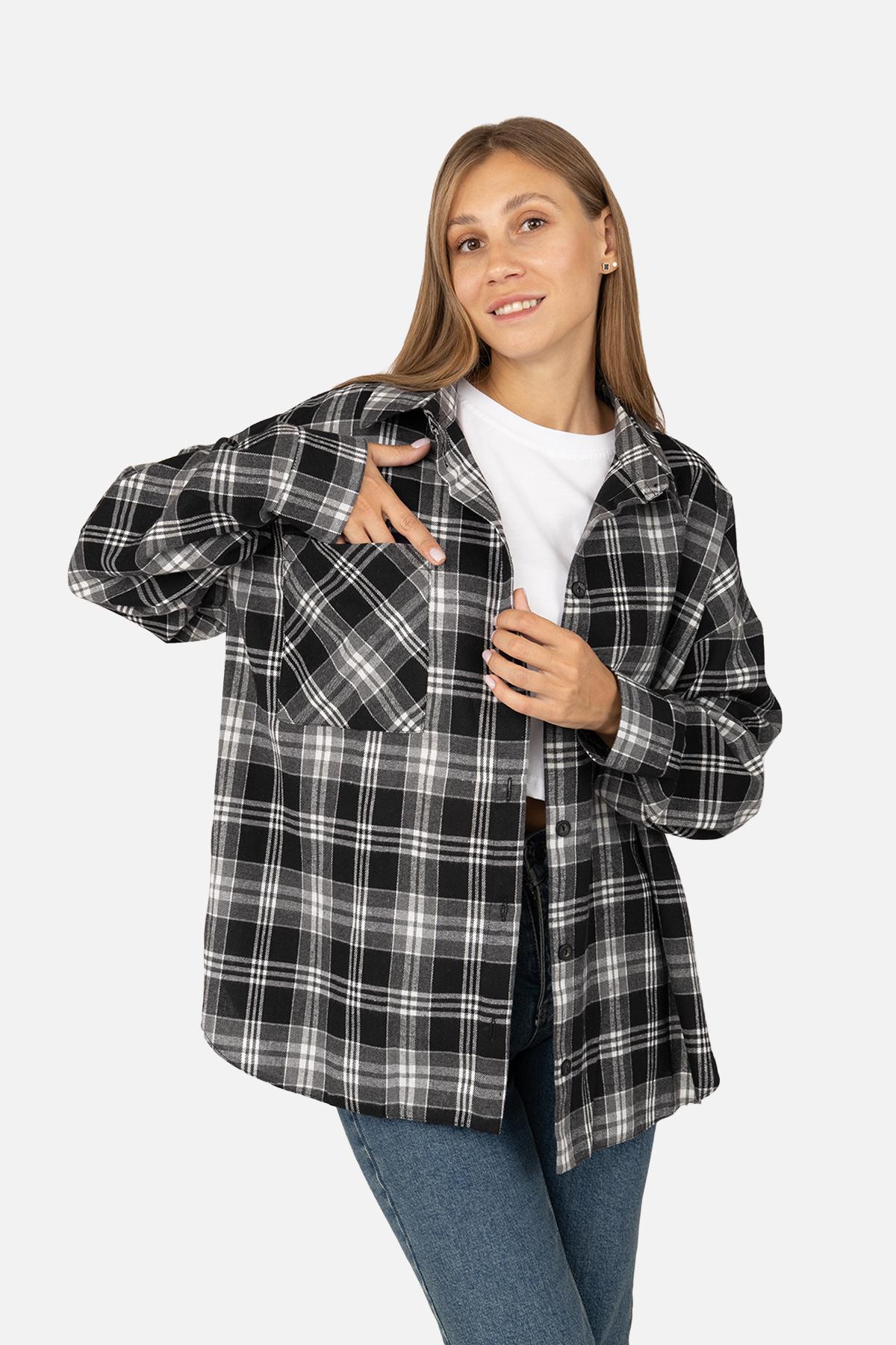 Рубашка женская ЦБ-00259283 с длинным рукавом р. 46 Черный (SKT001019083) - фото 2 Рубашка женская ЦБ-00259283 с длинным рукавом р. 46 Черный (SKT001019083) - фото 2