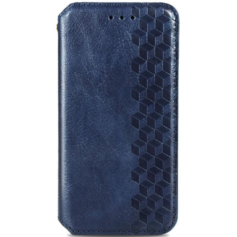 Противоударный кожаный чехол книжка GETMAN Cubic (PU) для Xiaomi Redmi Note 10 Pro / 10 Pro Max Синий